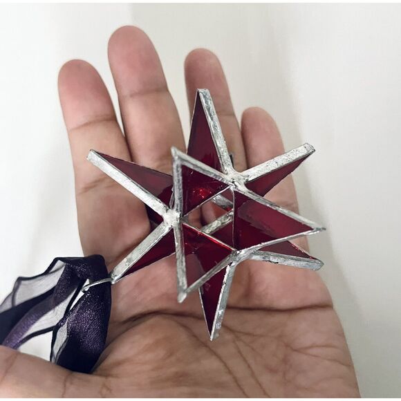 Starry Treasures Red 4" Moravian Star Ornament - Picture 2 of 5